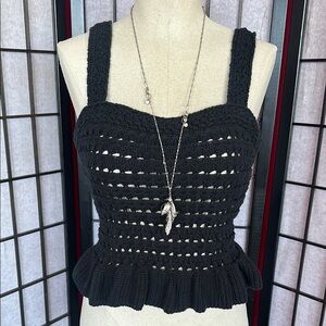 J. Crew black scalloped, crochet tank top